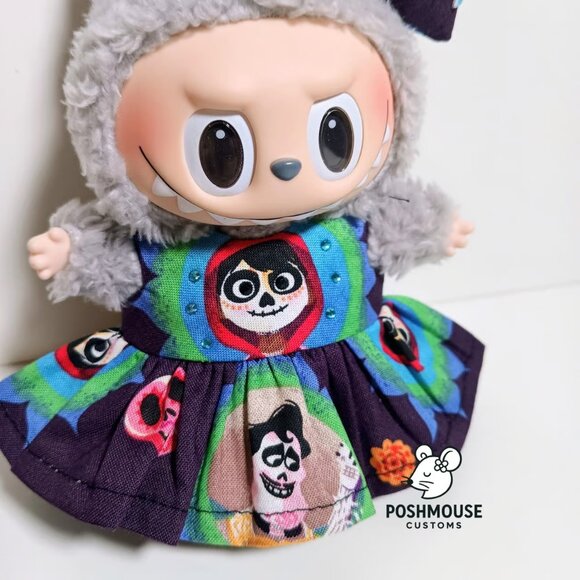 Dia De Los Muertos Disney Coco Miguel Dress and Skull Bow for Labubu - Picture 5 of 9